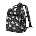 thumbnail image 2 of Dinosaur and Leaf Black Pattern Cute School Backpack Bag for School with Padded Back and Adjustable Shoulder Straps 15.25"x11.5"x5.25", 2 of 5