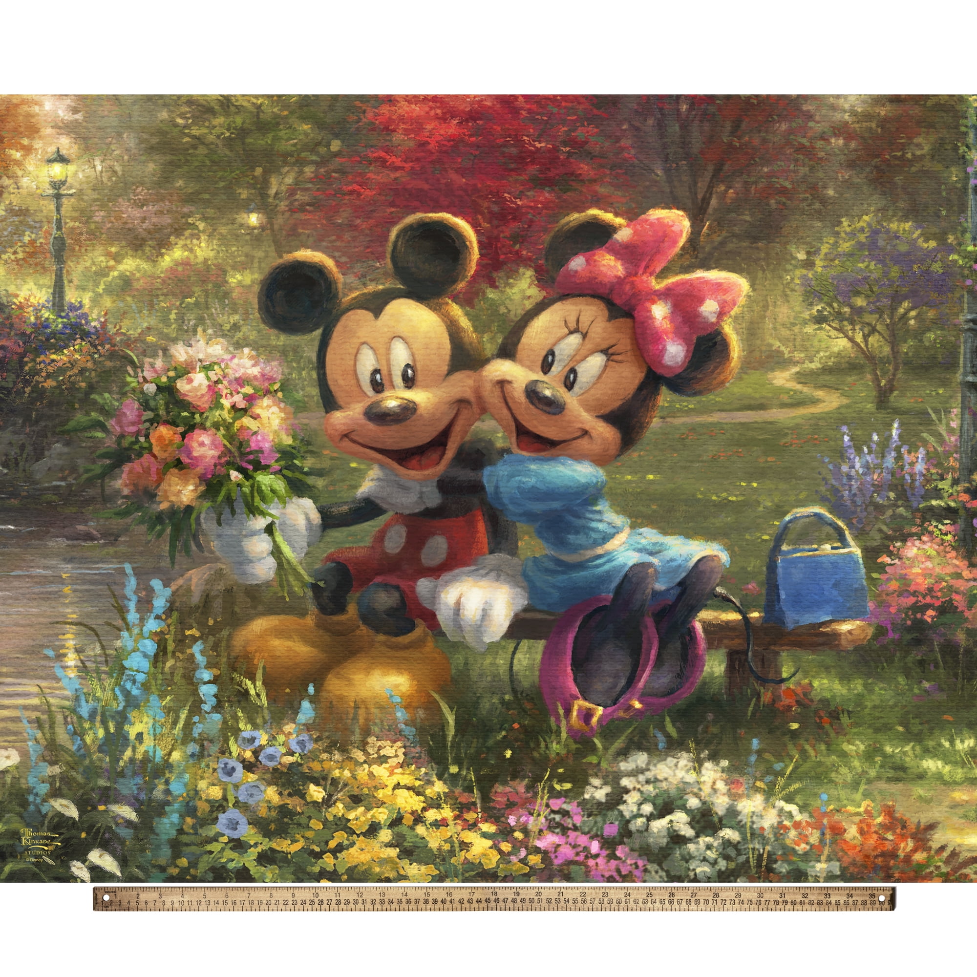 (2 pack) Disney 1 Yard 100% Cotton Mickey and Minnie in Central Park, Multi-color, 44" Wide for Quilting & Sewing