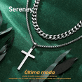 thumbnail image 3 of Collar Cruz Cadenas Acero Inoxidable Dijes Hombres Joyeria Xtellar plateado, 3 of 4