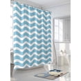 thumbnail image 3 of Fsddascl Blue White Shower Curtain Set - 54" x 78" Washable Bathtub Curtain with 12 Hooks, Modern Abstract Waves Water Ripple Striped Waterproof Fabric Stall Shower Curtains for Bathroom/Bathtub, 3 of 6