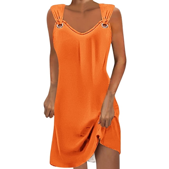 Erwazi Robes d'Été Décontractées pour Femmes, Robes de Plage d'Été, Robe Midi Sans Manches, Robe Bohème de Vacances, Robe Débardeur
