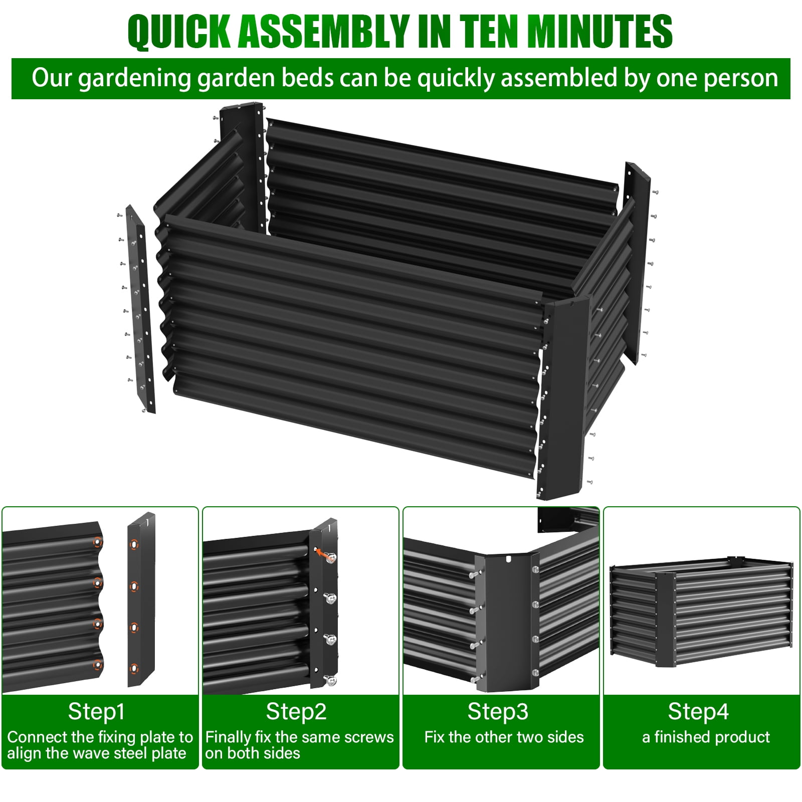 Raised Garden Bed, 4×2×2ft Large Outdoor Metal Planter Box,120 Gal Soil Capacity, Galvanized Raised Garden Bed Kit for Flower Plants, Fruits, Vegetable Herbs