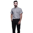 thumbnail image 1 of BESTMAN Short Sleeve Mandarin Collar Shirts For Men Cotton Button Down Shirt, 1 of 5