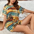 thumbnail image 4 of Balery Beach Umbrella Sunset Conjunto de Pijama para Mujer con Estampado, Dos Piezas de Manga Corta y Shorts, Ropa de Dormir Suave con Cuello Redondo y Bolsillos-Medium, 4 of 6
