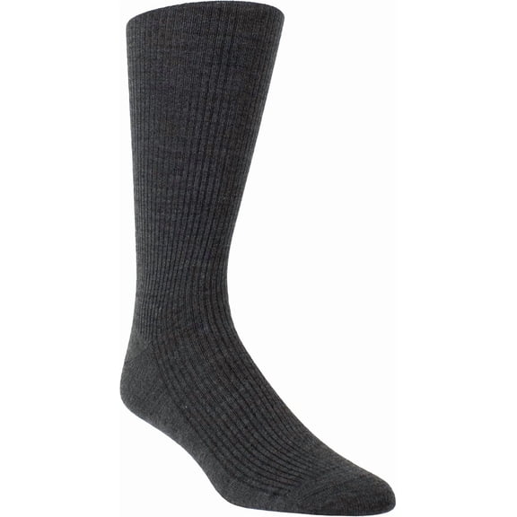 PERRI'S SOCKS- The Next Generation of Wellness comfort Socks- Non-Elastic Wool Crew - 035 Charcoal Htr- One Size (WGA101-035-O-M)