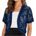 thumbnail image 7 of BLCHUNen Cropped Cardigan for Women Lace Short Sleeve Lightweight Open Front Breathable Summer Going out Tops, 7 of 7