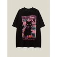 thumbnail image 1 of Women's Chic Anime Cat Print T-Shirt, Cotton 100% Crew Neck Short Sleeve Tee, Regular Fit Spring/Summer Top with Slight Stretch, 180g/m² Knit Fabric, Casual Fashion Applique Pullovers, 1 of 5