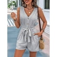 thumbnail image 4 of Shorts Jumpsuits Shorts Womens Casual V Pocket Wide Rompers Sleeveless Neck Women'S Jumpsuit Romper Light gray S, 4 of 9