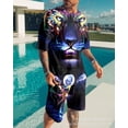 thumbnail image 2 of Conjunto de camiseta y pantalones cortos de playa informales con estampado digital 3D de animales para hombre, 2 of 5
