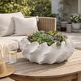 thumbnail image 4 of Benjara Velz Decorative Planter- 16" Wavy Edge- Matte White Ceramic, 4 of 7