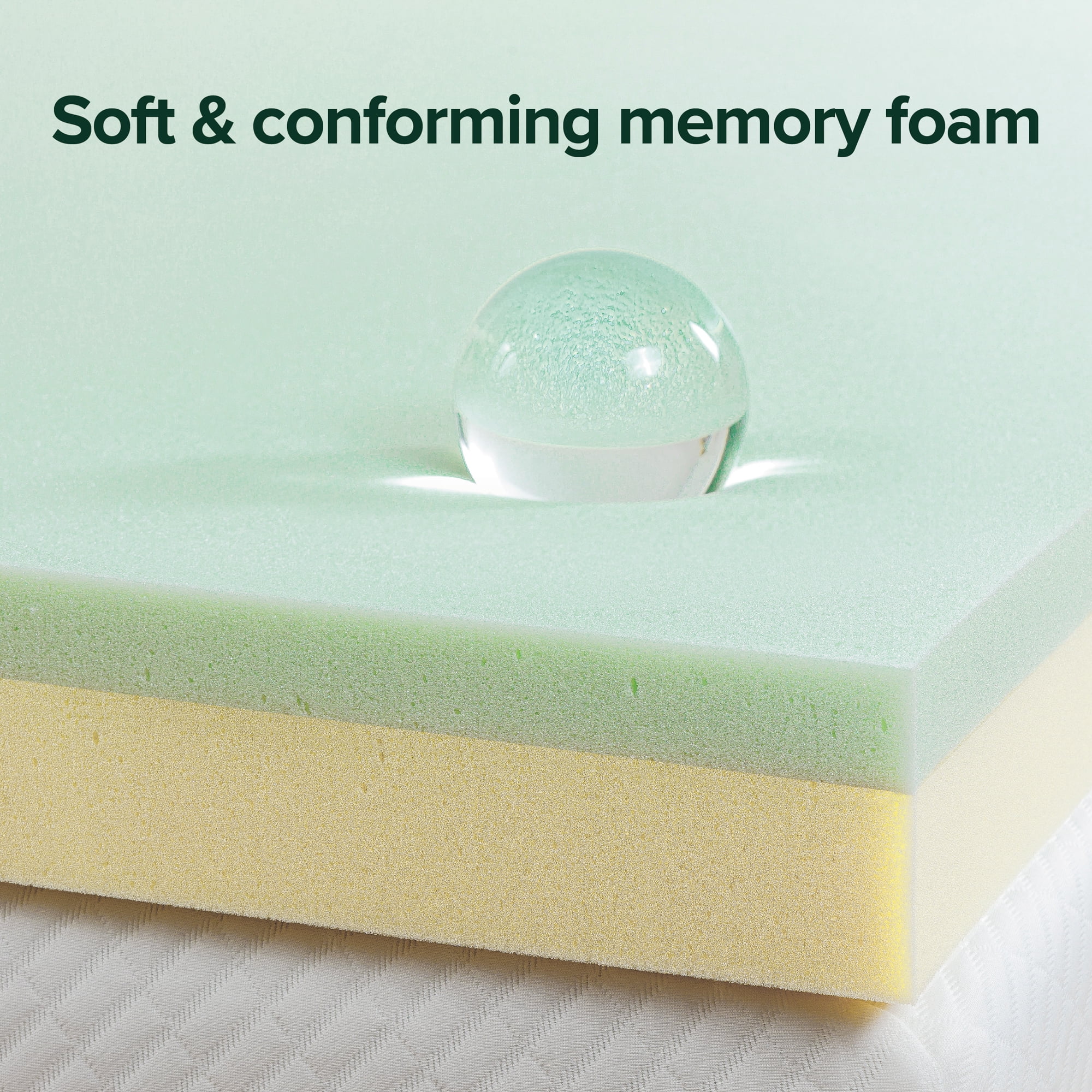 Zinus 3" Memory Foam Mattress Topper - Green Tea, Queen