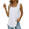 thumbnail image 2 of Womans Tank Tops Loose Fit Summer Vest Loose Pleated Square Neck Sleeveless Top Curved Hem Loose Large Size Woman's Top Tank Tops, 2 of 8