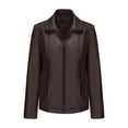 thumbnail image 6 of Faux Leather Jacket for Women Motorcycle Fashion Zip Up Coat Trendy Going Out Jackets Coffee XXL, 6 of 9