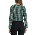 thumbnail image 3 of CHAQUETA DE TWEED DE MANGA LARGA CON CIERRE FRONTAL DE BOTONES Y CUELLO REDONDO PARA MUJERES INSPIRADA EN CHIC TALLA XL VERDE NEGRO, 3 of 6