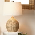 thumbnail image 2 of J&D Designs Cape 1-Light Rattan & Linen Table Lamp in Natural/White, 2 of 5