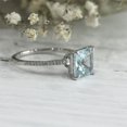 thumbnail image 3 of HeartsAndYou 3ct Natural Blue Aquamarine Hidden Halo Engagement Ring 14k SOLID White Gold, 3 of 9