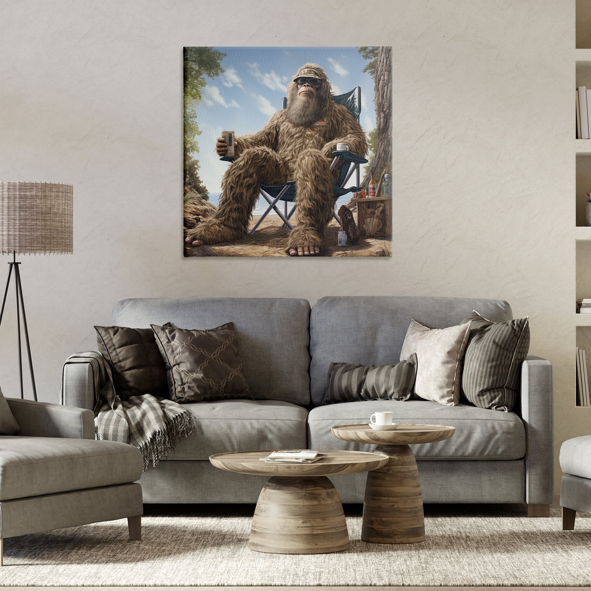 Stupell Industries Mythical Monster on Beach Fairy Tales & Fantasy Painting Gallery Wrapped Canvas Art Print Wall Art, 30 x 30