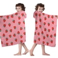 thumbnail image 4 of Red Strawberry Plants Fruit Pink Pattern Hooded Bath Towel，50"x30" for Ages 3 To 12 Kids, Quick Dry Lightweight Soft Microfiber Hood Beach Towel Cover Up for Kids, 4 of 7
