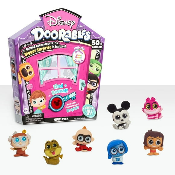Disney Doorables Multi Peek Series 7 Featuring Special Edition Color Reveal Characters, Includes 5, 6, or 7 Collectible Mini Figures, Styles May Vary