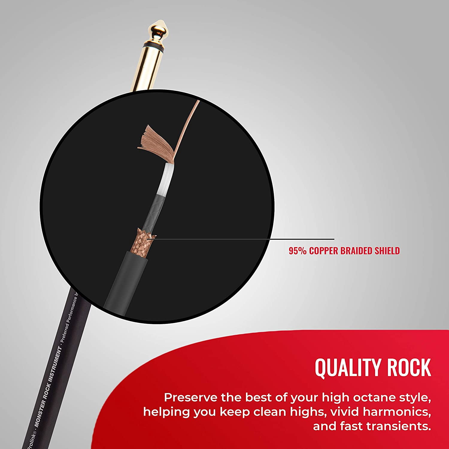Monster Prolink 12ft Rock Instrument Cable - Premium Straight to Straight Performance for Musicians