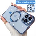 thumbnail image 2 of Magnetic Plating Case For iPhone 15 16 14 Plus 13 12 11 Pro Max Camera Lens Protector Glass For Magsafe Wireless Charger Cover, 2 of 5