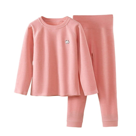 Cute Summer Set, Kids' Solid Color Warm Home Sleepwear Two-Piece