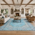 thumbnail image 3 of KAROSA Blue Vintage Machina Washable Area Rug, Soft Low Pile Rug with Non-Slip TPR Backing,6'x9', 3 of 7