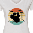 thumbnail image 4 of Inktastic Drum Set Retro Drummer Sunset Women's V-Neck T-Shirt, 4 of 5
