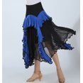 thumbnail image 2 of Asymmetry Hem Ruffle Women's Flamenco Ballroom Paso Doble Dance Skirts, 2 of 3