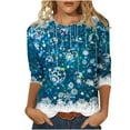thumbnail image 2 of Herrnalise Womens Tops Round Neck Three Quarter Sleeve Christmas Printed Top Gifts for Women, 2 of 4