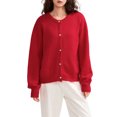 thumbnail image 1 of Women's Solid Color Cardigan Fuzzy Long Sleeve Button Down Sweater, 1 of 8