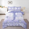 thumbnail image 3 of Homewish Bling Bowknot Monogrammed Bedding Comforter Set, Purple Initial J Letter Twin Comforter Sets, Dreamy Princess Style Reversible Bedding Set, Lightweight Room Decor, 2pcs, 3 of 8