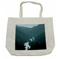 thumbnail image 1 of Woodsy Shopping Bag, Mountainous Scene with Forest and River, Eco-Friendly Reusable Bag for Groceries Beach and More, 15.5" X 14.5", Cream, by Ambesonne, 1 of 2