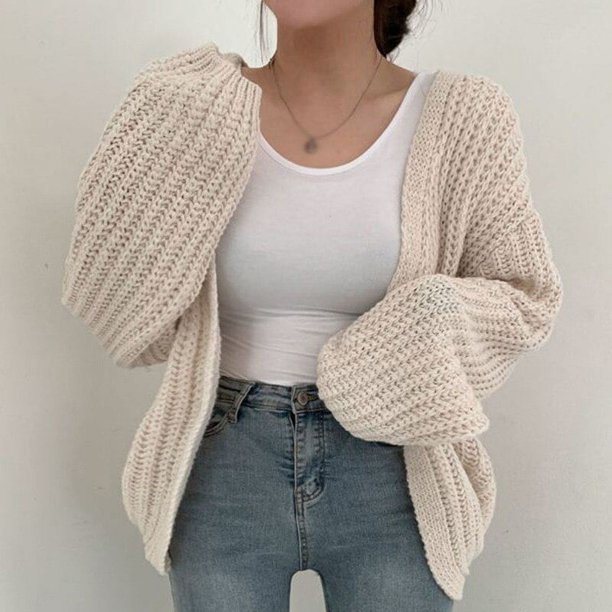 Suéter Vintage Harajuku de manga farol para mujer, cárdigan informal coreano, ropa de calle de otoño, Tops, abrigo Chic, suéter perezoso Y2k
