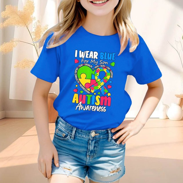 Chemises pour Filles Imprimé Manches Courtes Col Rond Été Vêtements Fille 3-4 Ans Mode Filles