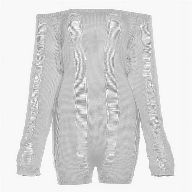 Mono ajustado de punto con espalda descubierta y hombros descubiertos para mujer, estilo europeo y americano, de primavera