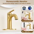 thumbnail image 6 of Wowkk Bathroom Faucet Brushed Gold Bathroom Sink Faucets Single Handle Vanity Faucet Pop-Up Drain Included, Modern RV Faucet with Water Supply Line and Deck Mount 1 Hole or 3 Hole, 6 of 10