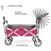Angle View: Push and Pull Stroller Wagon | Silver Series | Pink