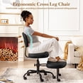 thumbnail image 2 of OMNIBERG Ergonomic Cross Legged Office Chair, Criss Cross Desk Chair ADHD Meditation Yoga Seat with Adjustable Height, Lumbar Support and Footrest, Kneeling Chair with Wheels, Black, 2 of 7