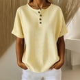 thumbnail image 2 of LIIPEE Womens Casual T Shirts Summer Henley Neck Short Sleeve Solid Color T Shirt Ladies Comfortable Everyday Basic Tees,M, 2 of 5