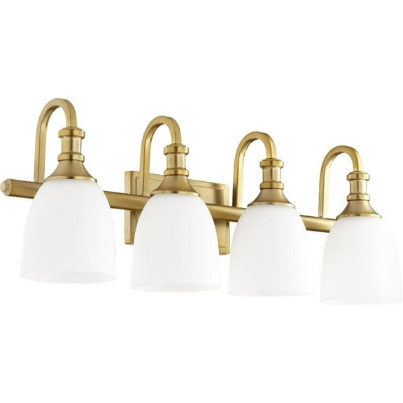 Thornfield Mews 4 Light Vanity Light in Bailey Street Home Home Collection Style 27.75 inches Wide By 10.5 inches High-Aged Brass Finish-Satin Opal