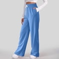 thumbnail image 2 of Pantalones deportivos con forro polar para mujer: pantalones joggers de cintura alta y pierna recta ancha con bolsillos, pantalones de yoga para entrenamientos informales, diseño con cintura elásti, 2 of 6