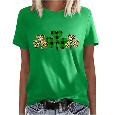 

Women St. Patrick s Graphic Funny Shirts Summer Short Sleeve Casual Traveling Tee Tops