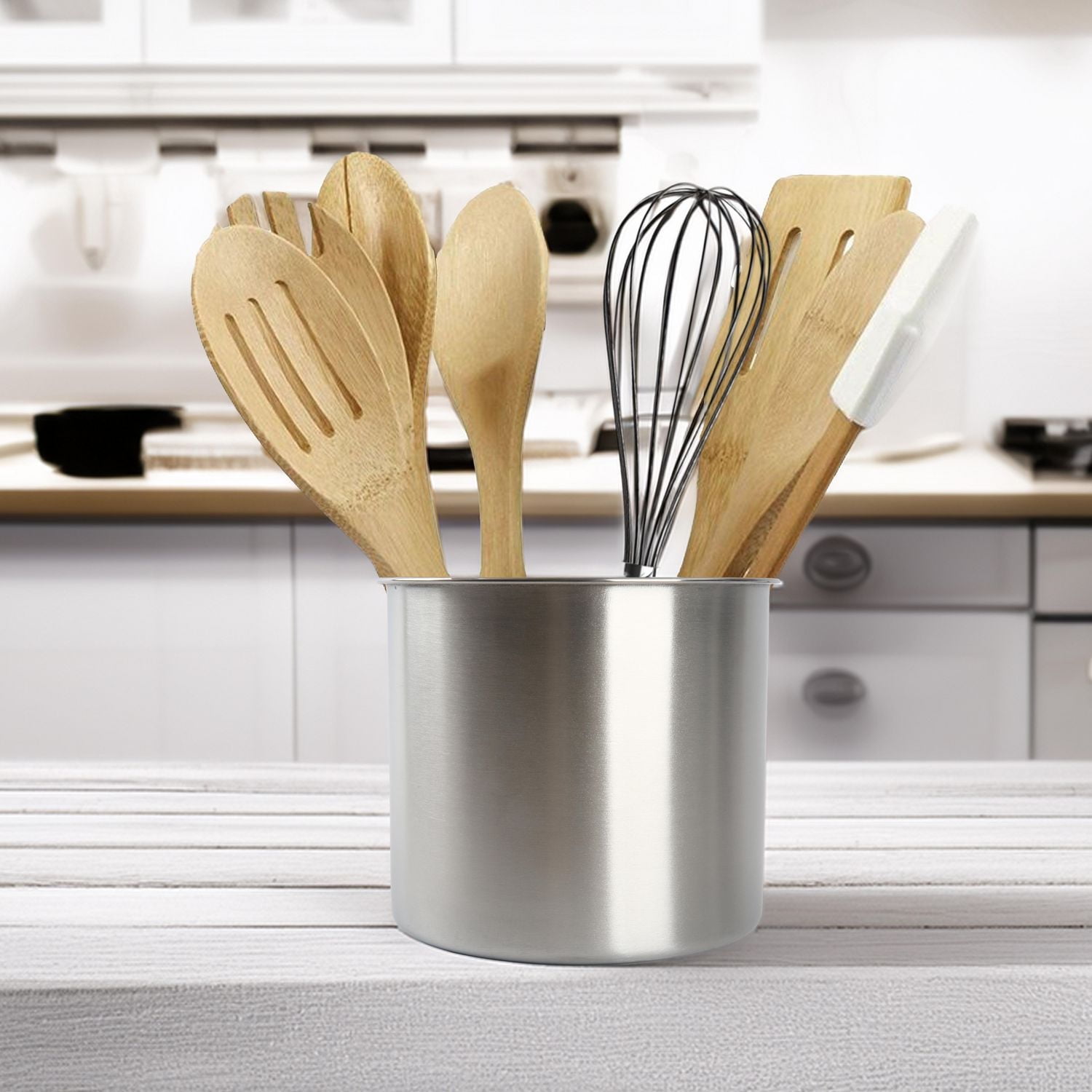 Mainstays Stainless Steel Utensil Holder with Removable Divider