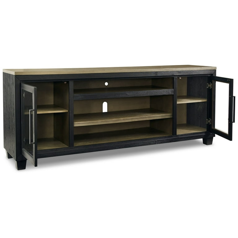 Dark Brown Solid Mango Wood Finish TV Stand Media Console With 2 Doors And 2 Open Shelves Dark Brown Solid Mango Wood Finish TV Stand Media Console With 2 Doors And 2 Open Shelves