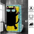 thumbnail image 4 of Coolnut Shower Curtain Set with Hooks Black Cat Floating On Water Polyester Waterproof Bath Curtain for Bathroom Bathtubs Decor 72 x 72 Inches, 4 of 6