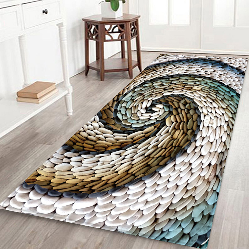 Chic 3D Rotating Pebbles Printing Carpet Hallway Doormat Anti-Slip Bathroom  Absorb Water Carpet Kitchen Mat/Rug