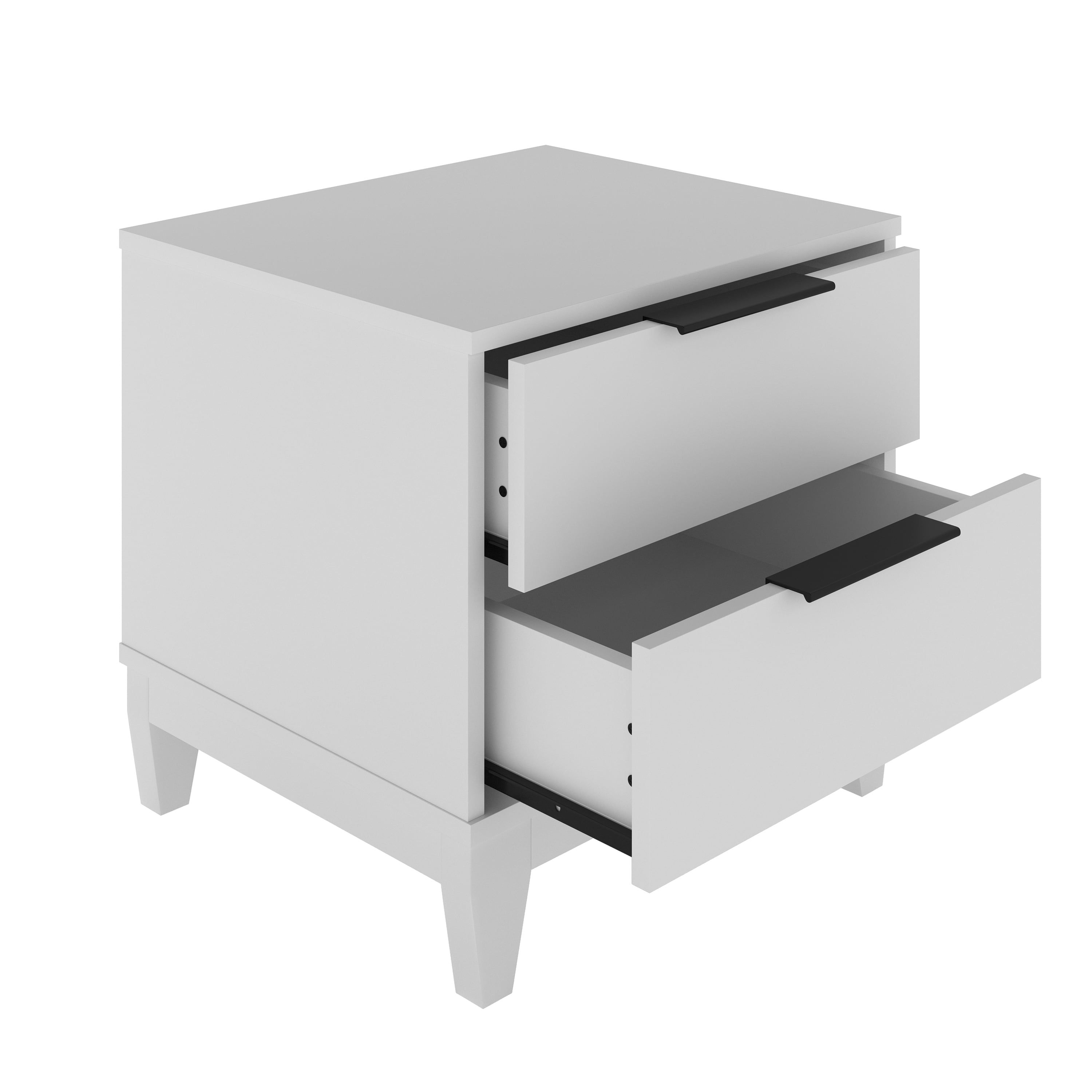 Boyd Sleep Mackay Modern Double Drawer Nightstand, White
