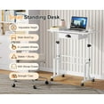 thumbnail image 2 of Adjustable Height Standing Desk for Walking Pad Treadmill, Portable Rolling Desk for Laptop with Drawer, Small Moblie Sit to Stand Desk On Wheels with Stiffener for Home Office Dorm Bedroom, 2 of 9