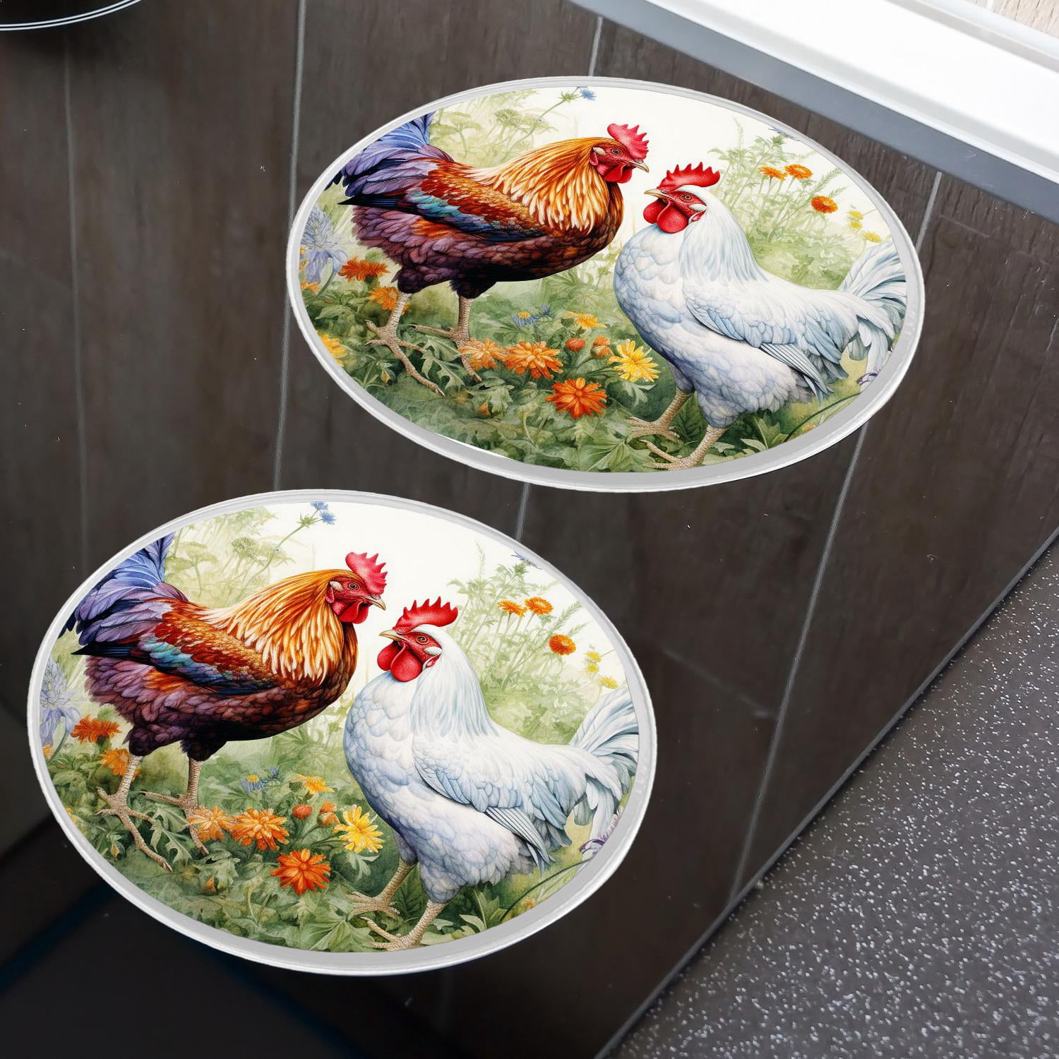 Decorative Stove Burner Covers 4 Pcs Metal Gas Stove Burner Cover 8Inch And 10Inch ,Chicken Rooster style